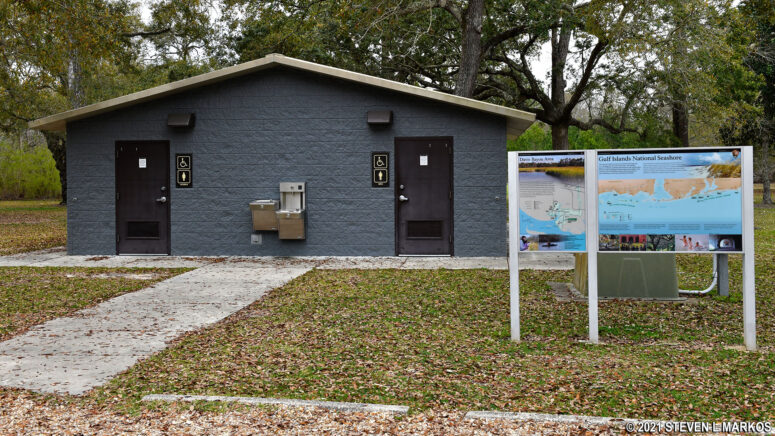 Main restroom building at the Davis Bayou Picnic Area in Ocean Springs, Mississippi
