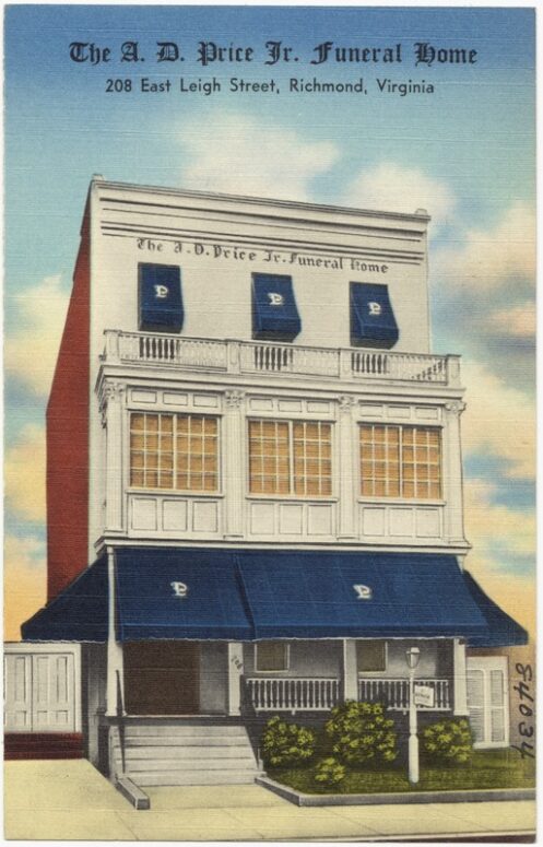 A. D. Price Funeral Home postcard from the 1930s.