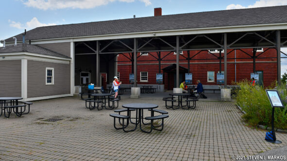 Food vending pavilion on Georges Island in Boston Harbor