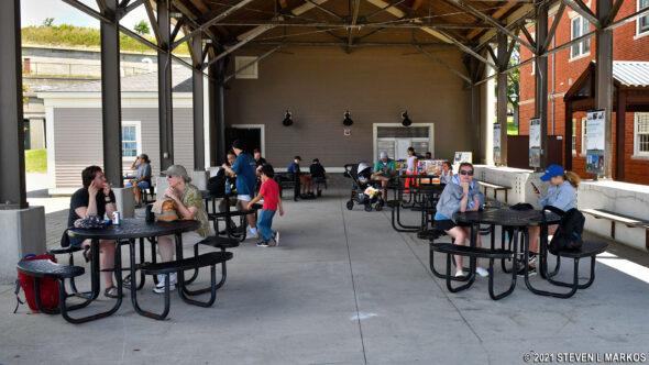 Food vending pavilion at Georges Island in Boston Harbor