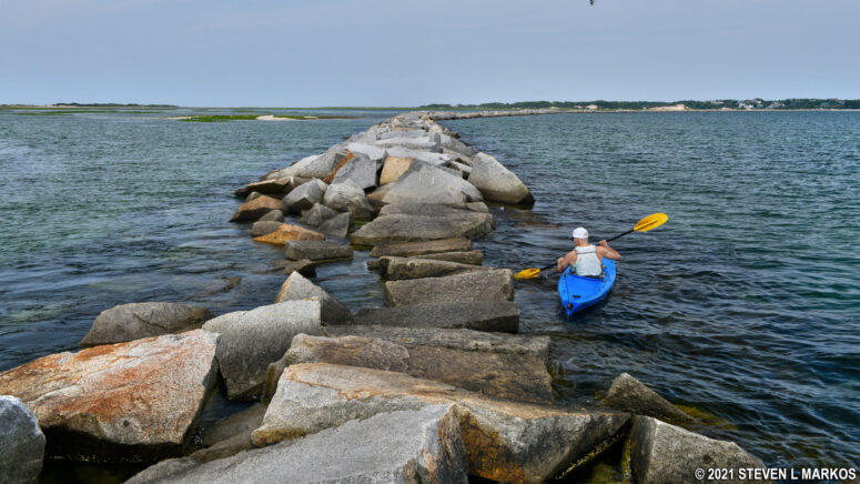 Kayaking along the Long Point Dike in Provincetown Harbor