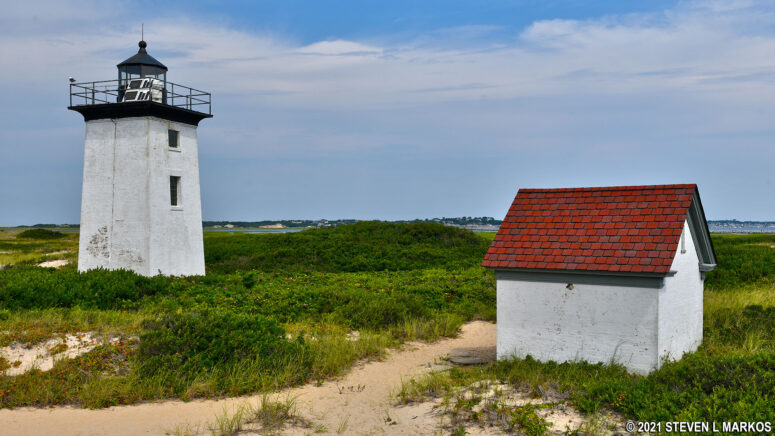 Wood End Lighthouse and oil house on the Long Point Peninsula