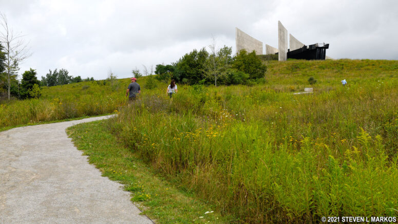 Hiking back to the Flight 93 National Memorial Visitor Center on the Western Overlook Trail