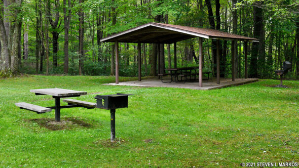 Covered pavilion at the Johnstown Flood National Memorial Picnic Area