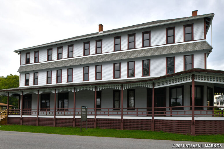 South Fork Fishing and Hunting Club's clubhouse addition after a mid-to late 2010s exterior renovation, Johnstown Flood National Memorial
