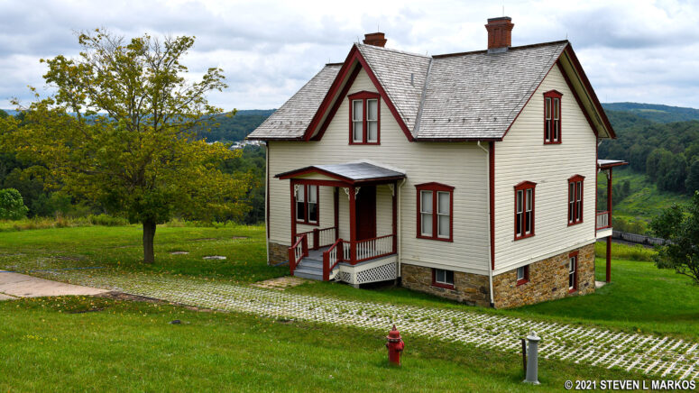 Original Unger House overlooks the dry lake bed of the former Lake Conemaugh, Johnstown Flood National Memorial