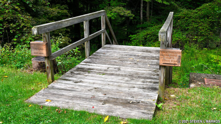 Exit staircase for the Walk Through the Ruins Trail at Johnstown Flood National Memorial
