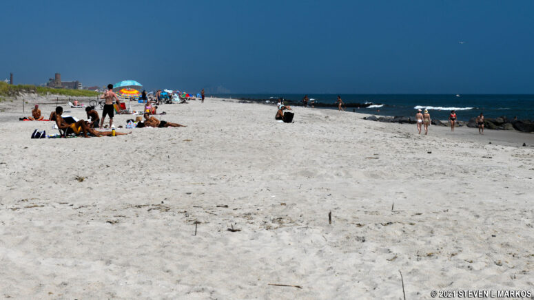 Crowds at Fort Tilden Beach on August 11, 2021, at 1 PM
