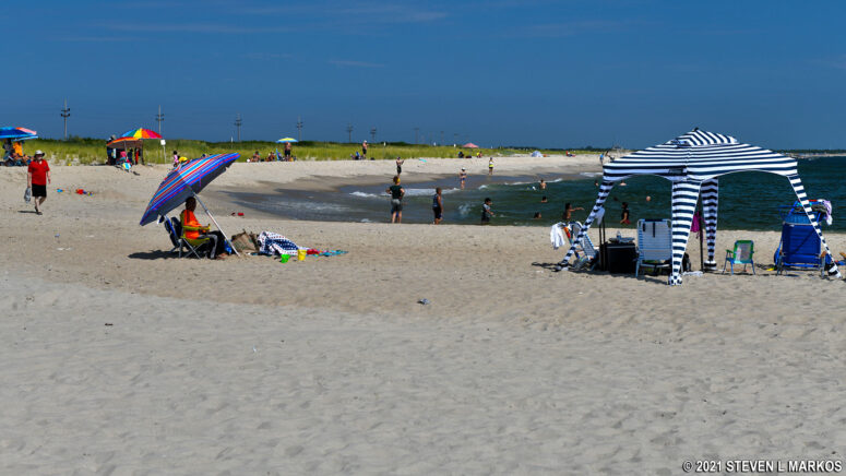 Umbrellas and canopies are allowed at Sandy Hook's Beach B in Gateway National Recreation Area