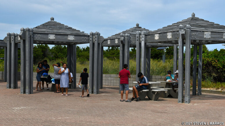 Picnic tables at Sandy Hook's Beach E, Gateway National Recreation Area