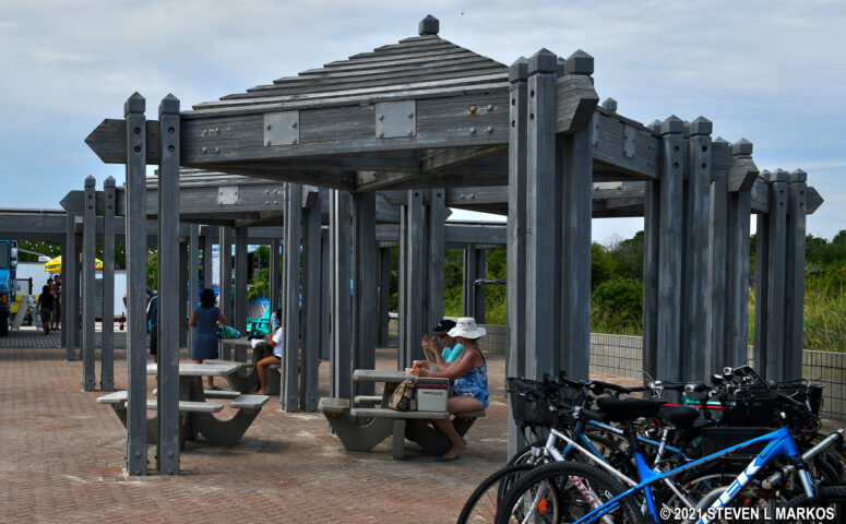 Picnic tables at Sandy Hook's Beach E, Gateway National Recreation Area