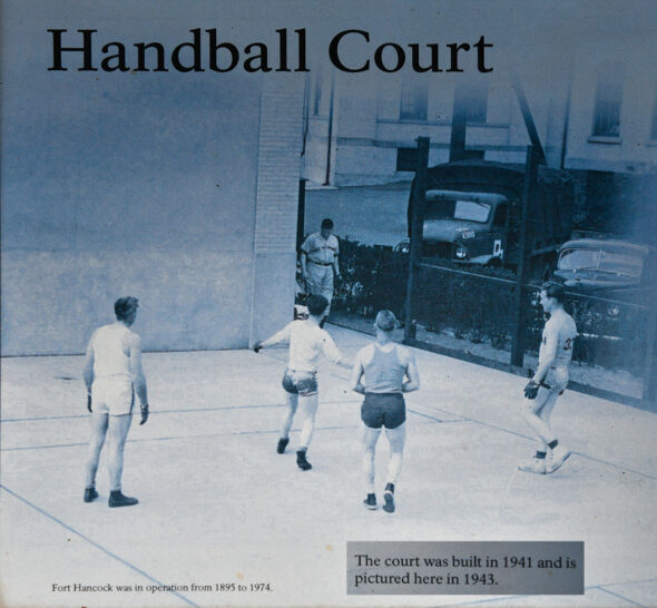 1943 photo of the Fort Hancock handball court