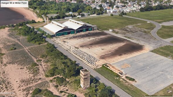 3D satellite view of Hangar 38 at Miller Field