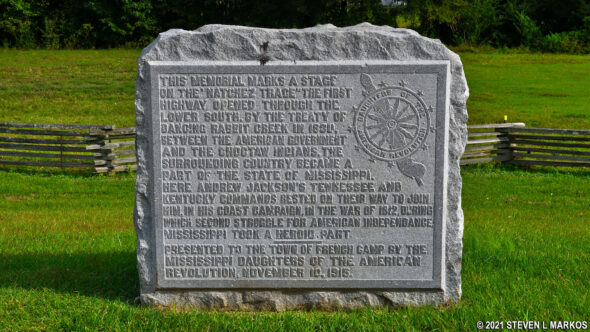 French Camp historical marker on the Natchez Trace Parkway