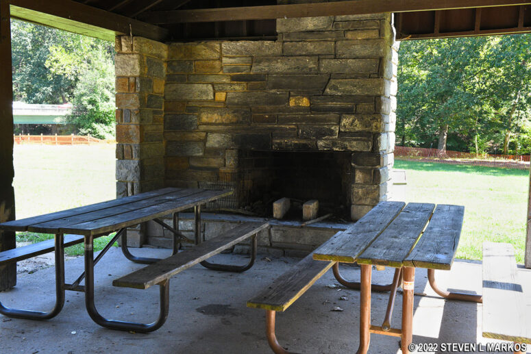 Fireplace inside the pavilion at Rock Creek Park's Picnic Area #1