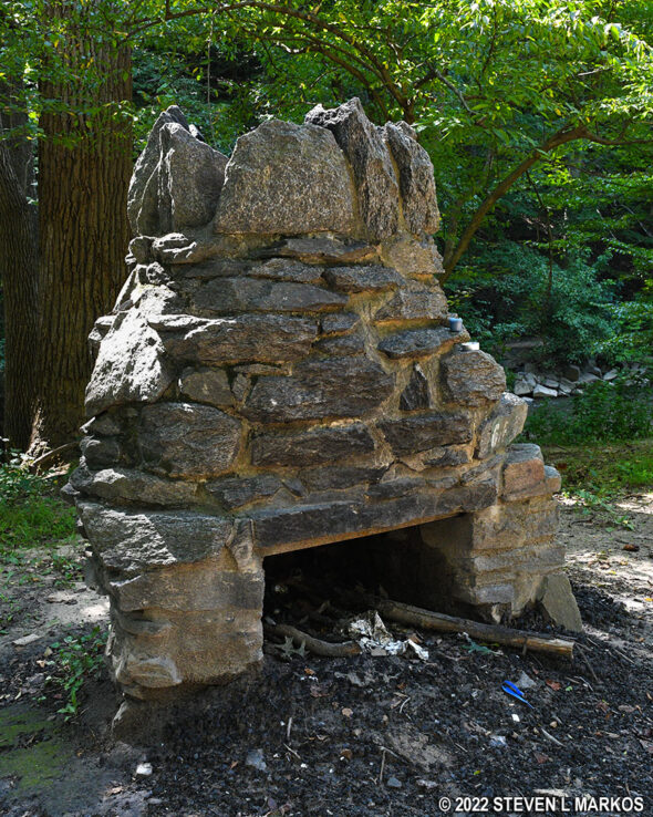 Stone fireplace at Rock Creek Park's Picnic Area #6