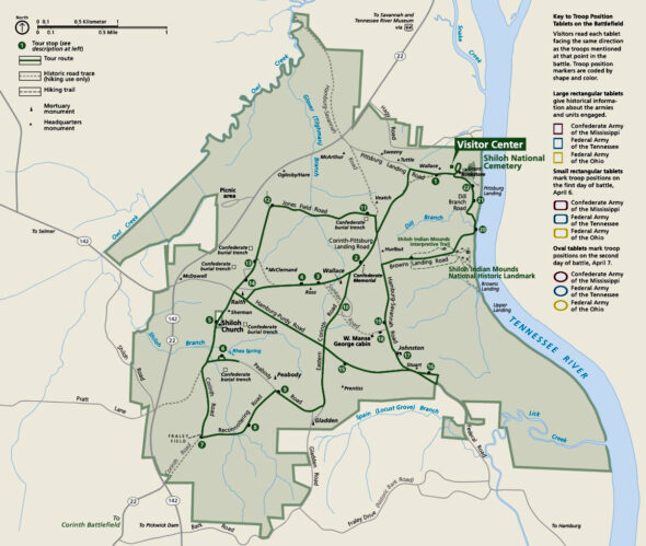 Shiloh Battlefield Tour Map (click to enlarge)