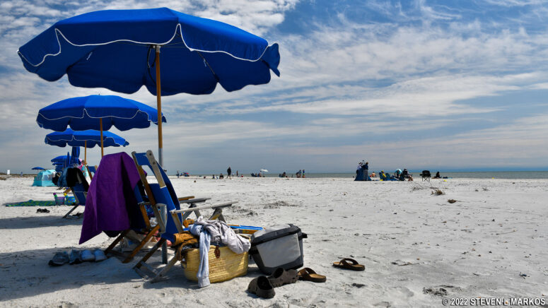 Umbrellas and chairs are available to rent on Gulf Islands National Seashore's Ship Island