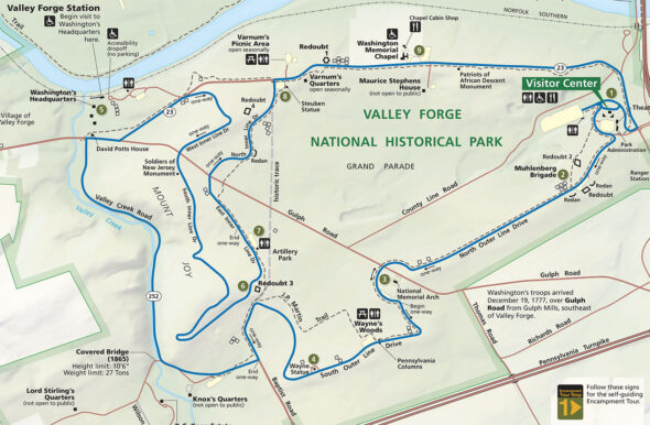 Valley Forge Encampment Tour Map (click to enlarge)