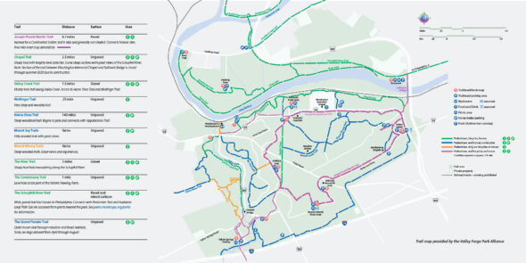 Valley Forge National Historical Park trail map (click to enlarge)