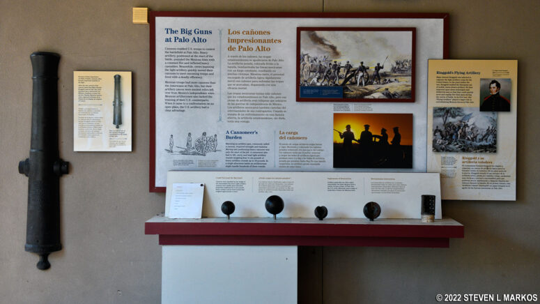Artillery exhibit near the start of the Battlefield Trail at Palo Alto Battlefield National Historical Park