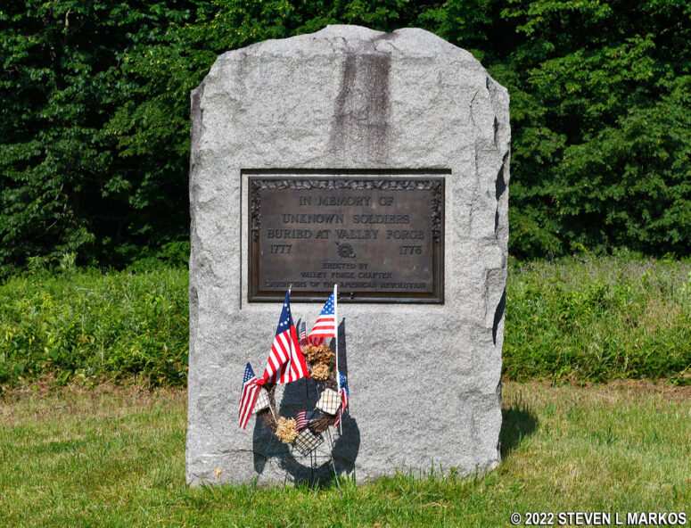 Memorial to unknown soldiers who died and were buried at Valley Forge