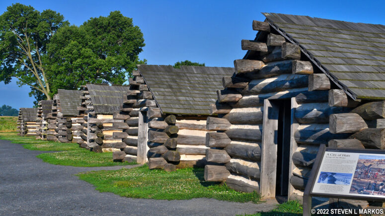 Soldier cabins at the Muhlenberg Brigade stop on the Valley Forge Encampment Tour