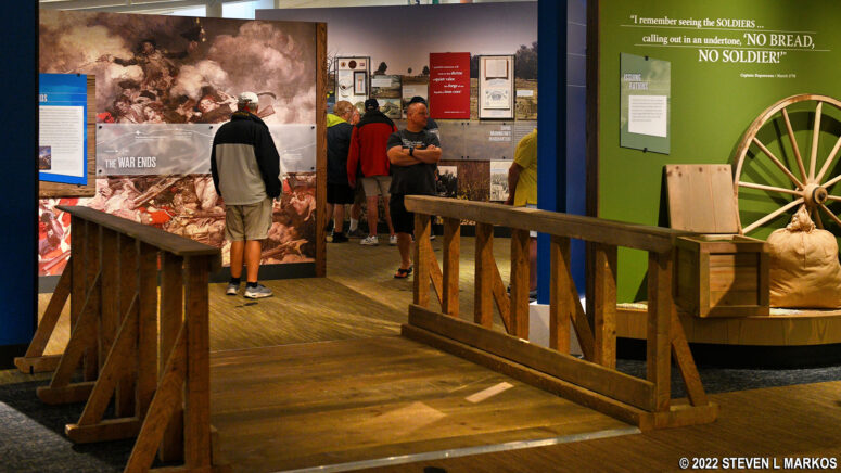 Middle isle of the Valley Forge Visitor Center museum covers the end of the American Revolution