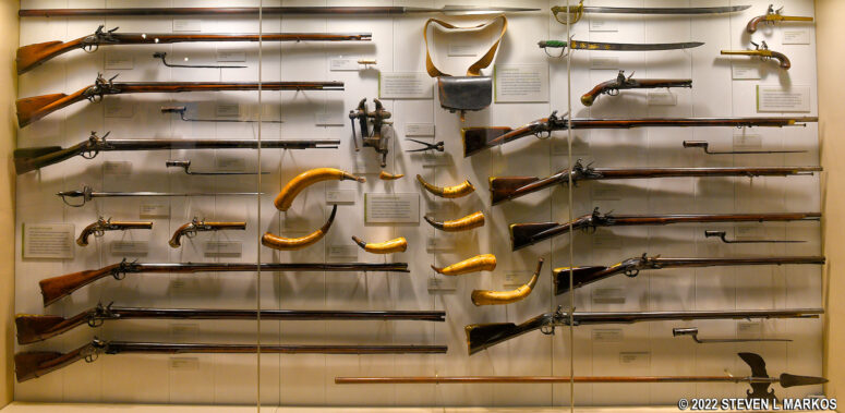 Display of 18th century weapons at the Valley Forge National Historical Park Visitor Center museum