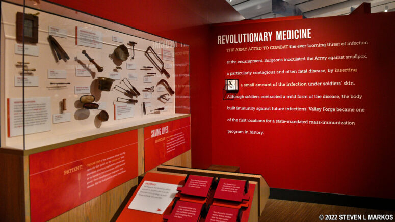 Exhibit on mid-18th century medicine at Valley Forge National Historical Park's Visitor Center museum