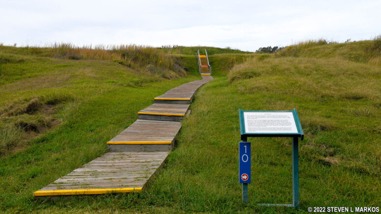 Stairs lead to the top of Poverty Point National Monument's Mound A