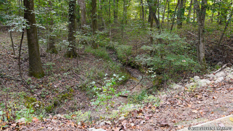 Stop 13 on the walking tour of Poverty Point marks the former location of the Harlin Bayou