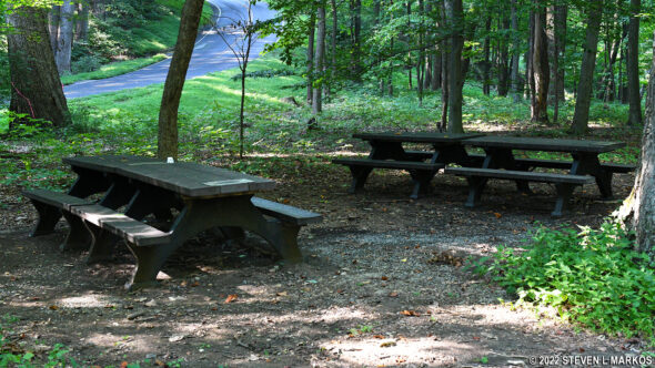 Picnic tables at the Thurmont Vista Parking Lot, Catoctin Mountain Park