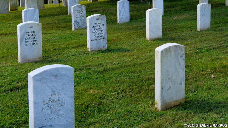 Tombstone inscriptions of spouses of soldiers buried at Fort Donelson National Cemetery