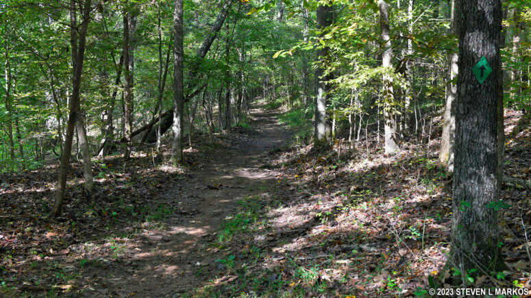 Level terrain on the Fort Donelson National Cemetery Trail when Indian Creek widens to form a small lake