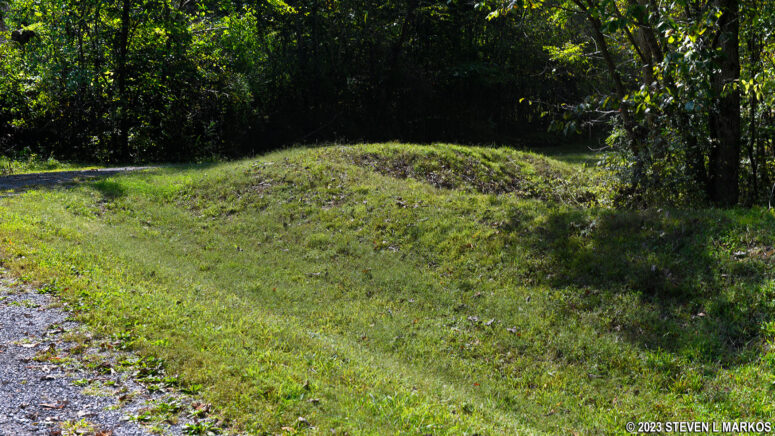 Remnants of earthen fortifications at Fort Heiman, part of Fort Donelson National Battlefield