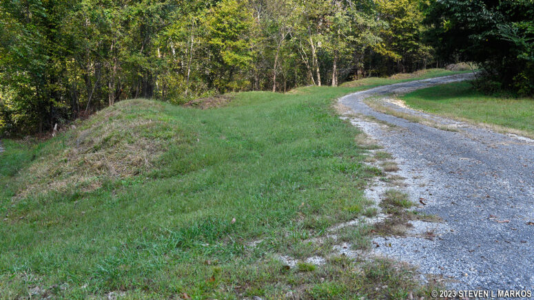 Remnants of earthen fortifications at Fort Heiman, part of Fort Donelson National Battlefield