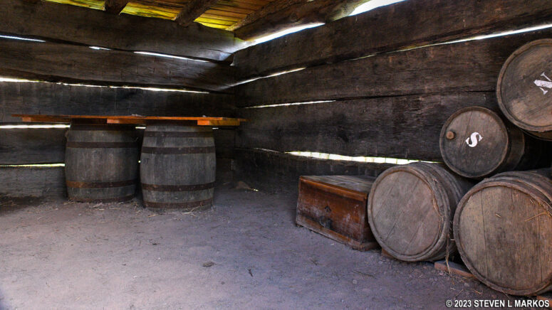 Inside the Fort Necessity storehouse at Fort Necessity National Battlefield