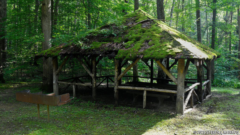 Dilapidated pavilion at the Fort Necessity National Battlefield Picnic Area