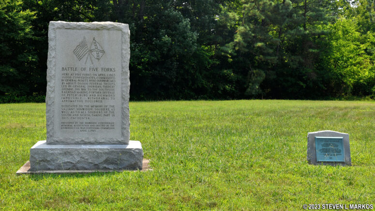 Monuments at the Five Forks intersection, Petersburg National Battlefield