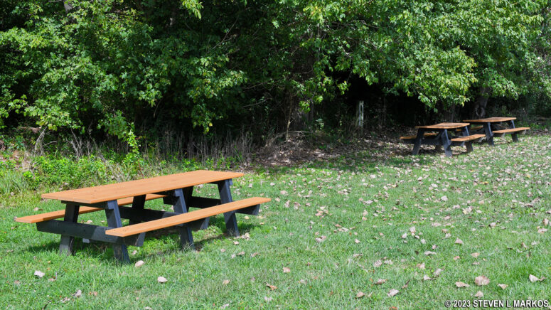 Picnic tables at the Monocacy National Battlefield Visitor Center