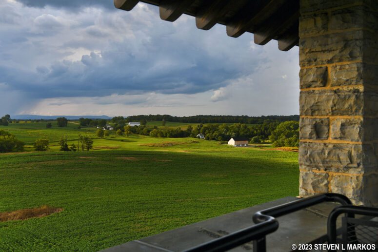View towards the Mumma and Roulette farms from the observation tower along Bloody Lane at Antietam National Battlefield