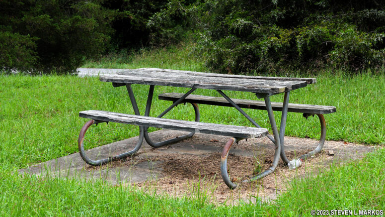 Dilapidated picnic table at the Antietam National Battlefield picnic area on Shepherdstown Pike