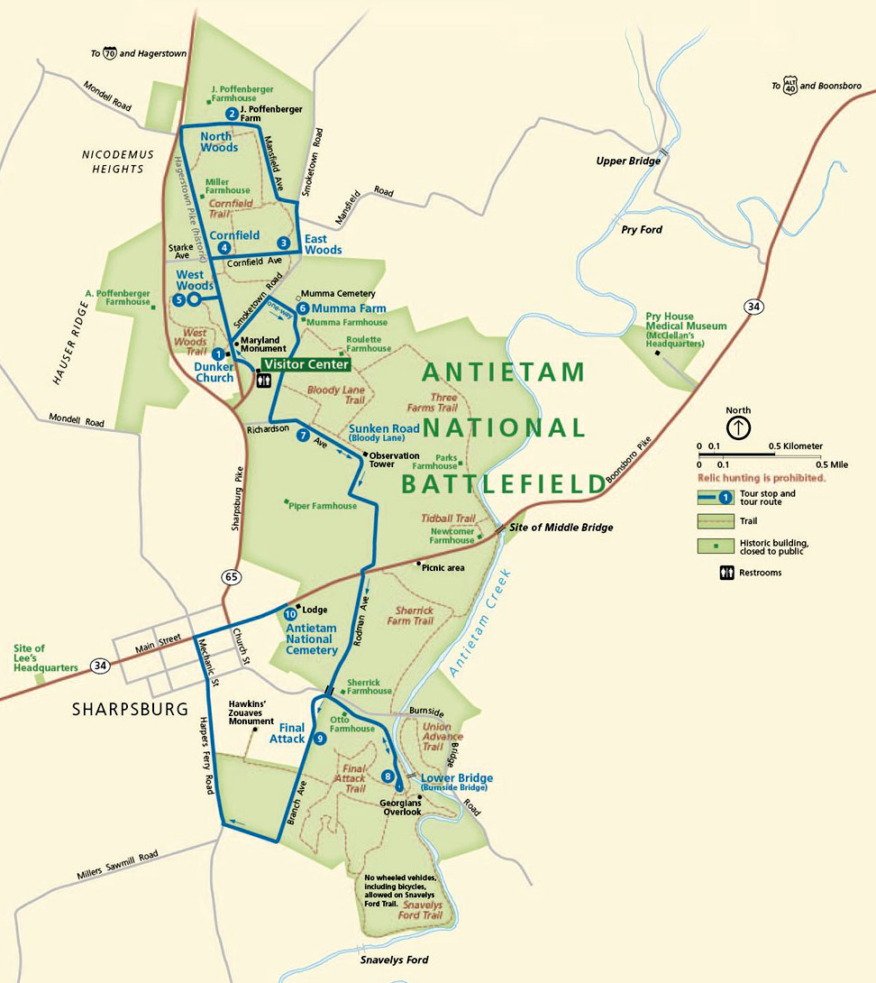 Antietam National Battlefield Map 