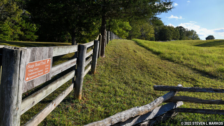 Mowed path that runs along the Stage Road Trail on the opposite side of the fence---Do Not Take It---Appomattox Court House National Historical Park