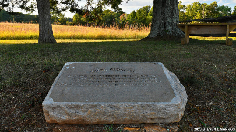Stone marks the spot of the last skirmish during the Battle of Appomattox Court House, Appomattox Court House National Historical Park