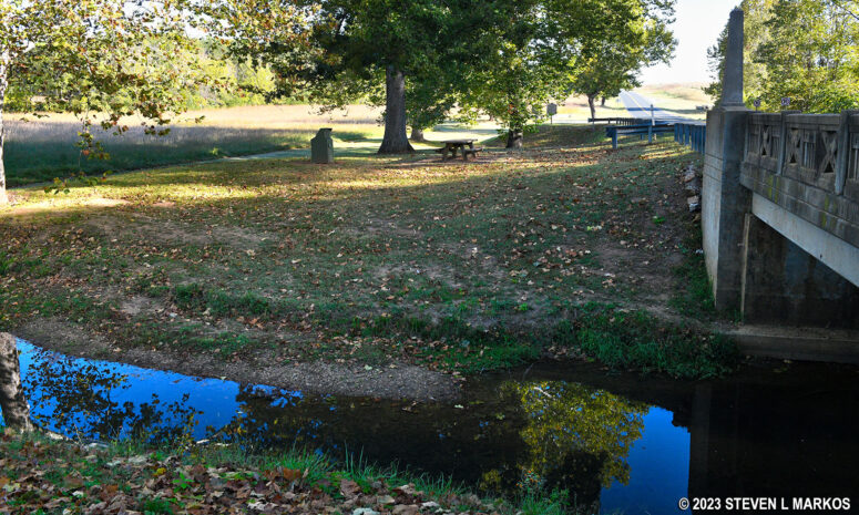 Picnic table near the Appomattox River at Appomattox Court House National Historical Park