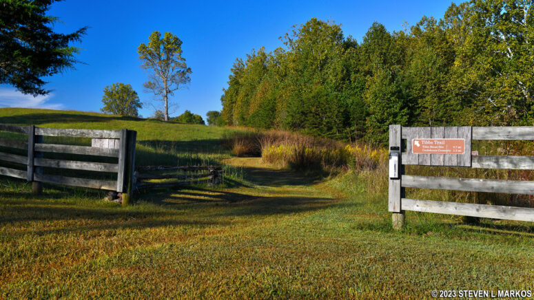 Eastern trailheads for the Tibbs Trail and Stage Road Trail at Appomattox Court House National Historical Park