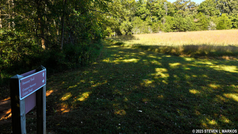 Southern intersection of the Sweeny Trail and the Conner-Sweeney Cabin Trail at Appomattox Court House National Historical Park