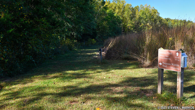 Start of the Ferguson Wildlife Trail at the intersection with the Sweeney Trail, Appomattox Court House National Historical Park